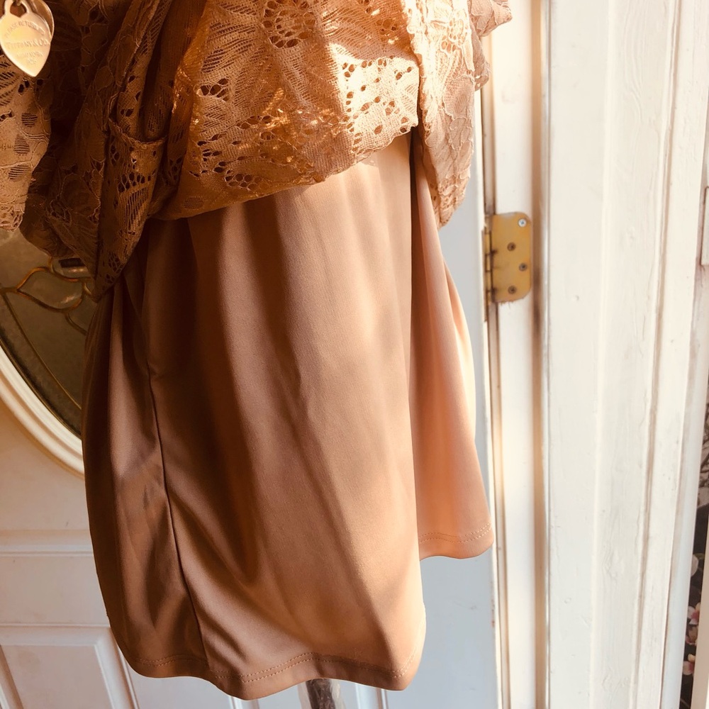 Notations Blush Tan Lace-Trim Sleeveless Top